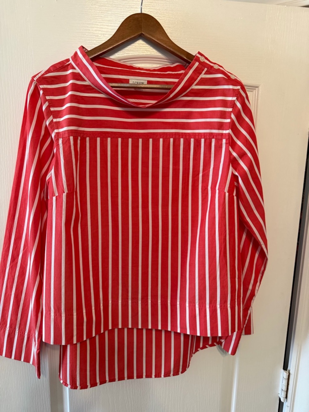 J. Crew Women’s Red and White Striped Long-Sleeve Blouse